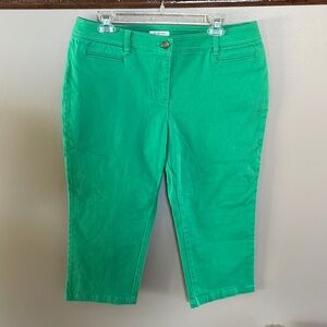 Jones New York sports petite stretch cotton stretch crop denim bright green 14P